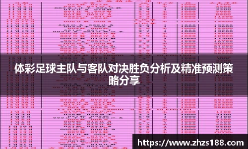 体彩足球主队与客队对决胜负分析及精准预测策略分享